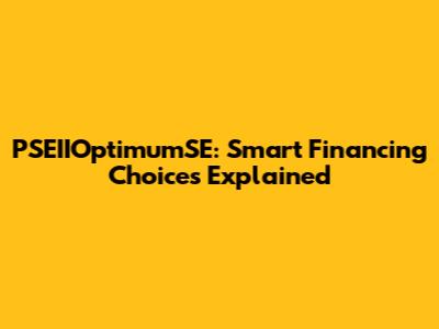 PSEIIOptimumSE: Smart Financing Choices Explained
